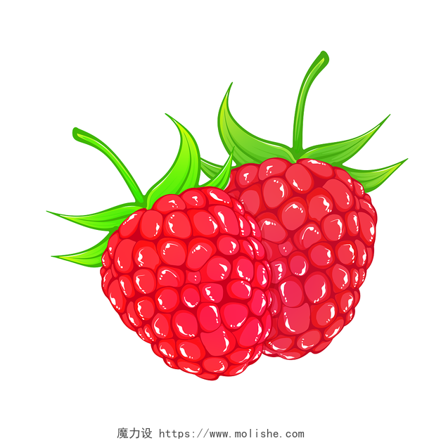 手绘插画水果树莓果子莓果生鲜素材